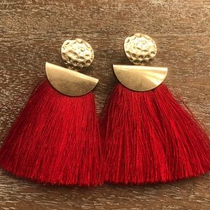 Baublebar red + gold fringe earring holiday